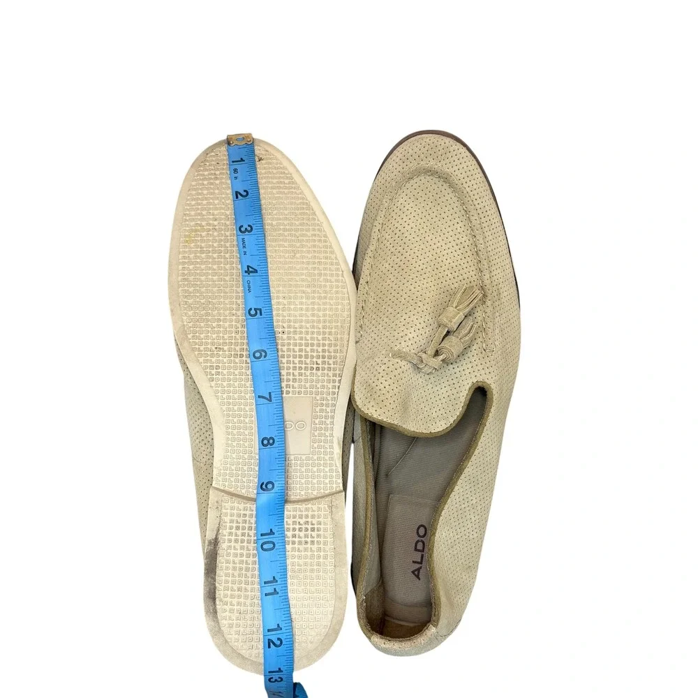 ALDO Mens Tassel Loafers Slip On Dress Shoes Casual Beige Perforated Size 12‎